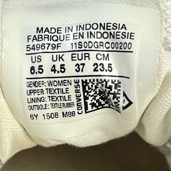 Converse Sneakers Women 6.5 All Star Gray Metallic Silver Threads Low Top Shoes - Picture 11 of 11